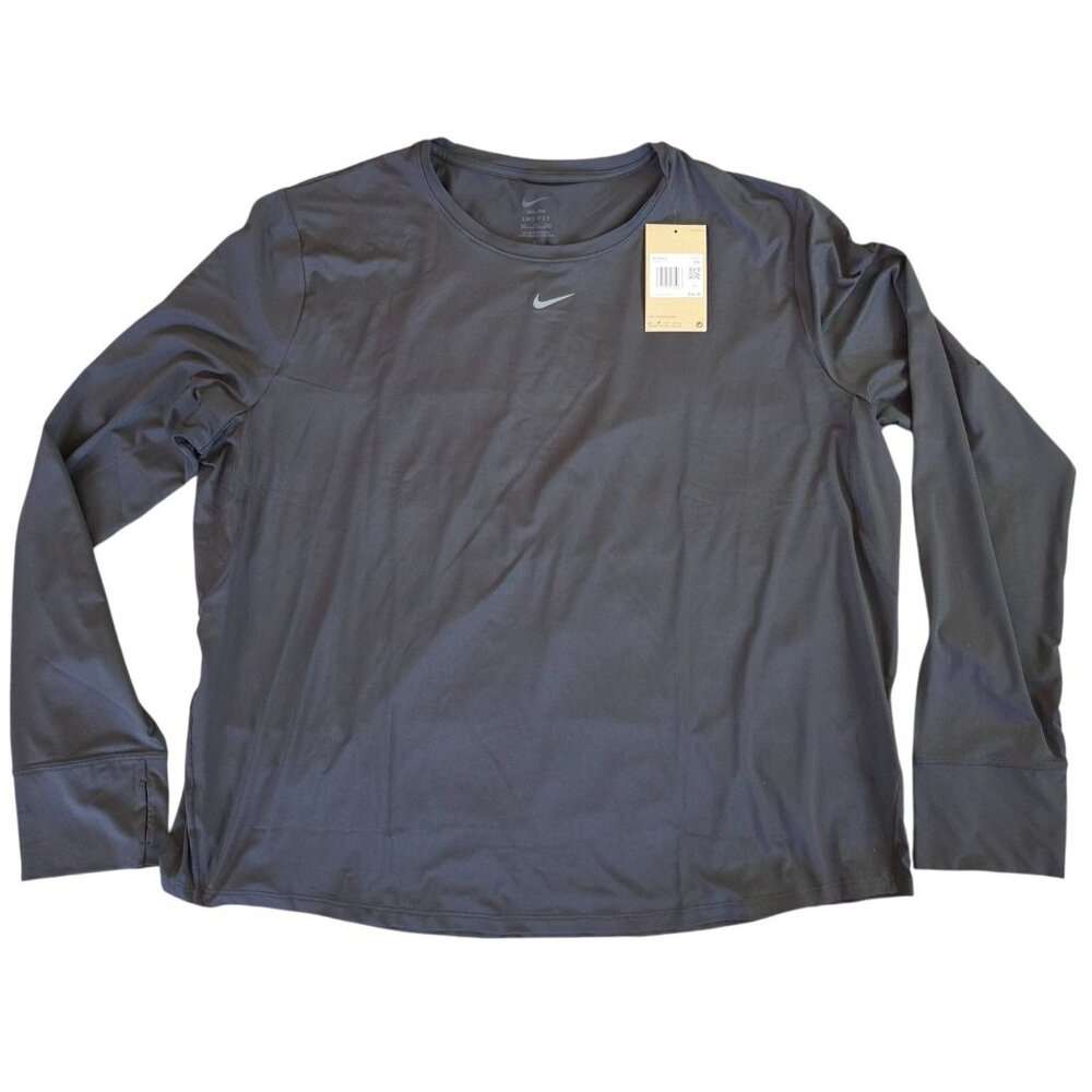 Nike Womens Dri-Fit Long Sleeve Training Shirt XXL Black Polyester Spandex NWT